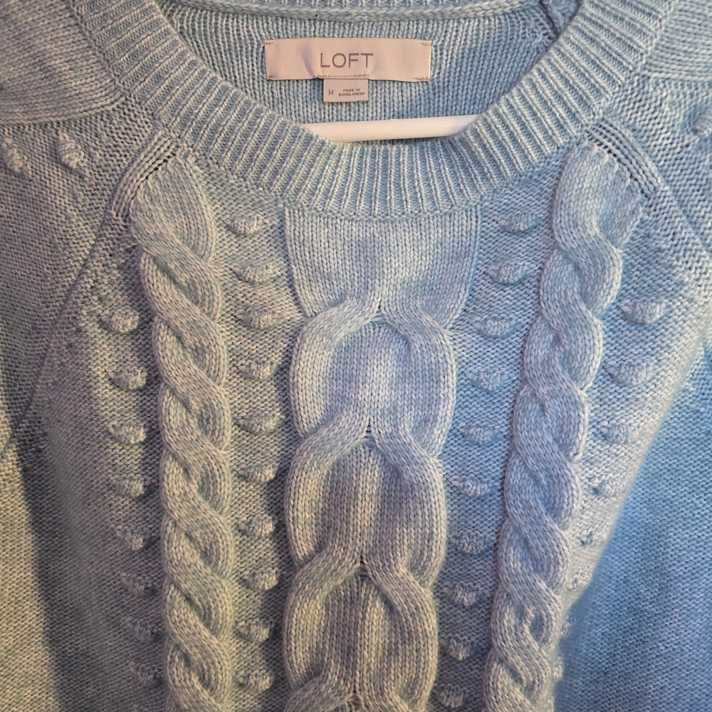 LOFT Light Blue Textured Knit Sweater